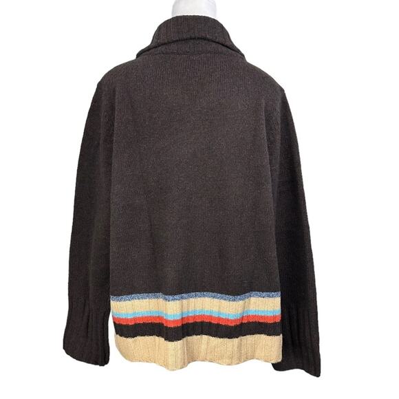 Vintage Crazy Horse Lambs Wool Full Zip Cardigan Sweater Striped Sz XL - Picture 4 of 7